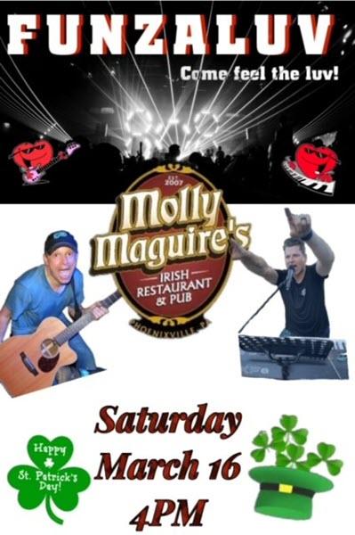 FunZaLuv Poster St Patricks Day 2024 | Molly Maguires Irish Restaurant and Pub